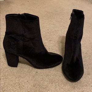 Black velvet booties